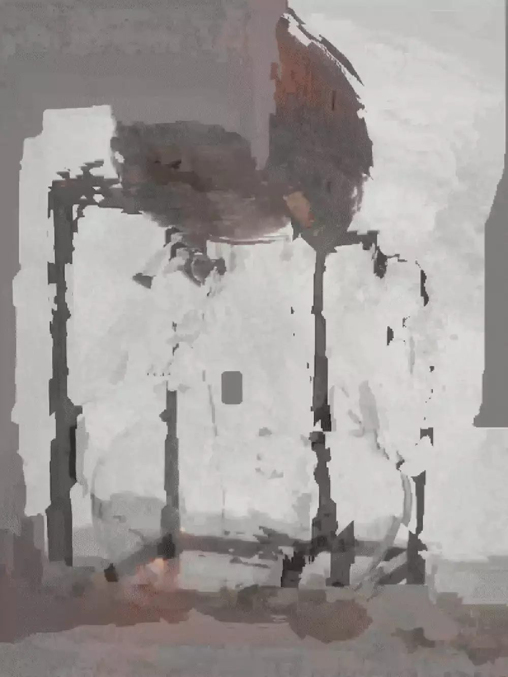 A blurred, abstracted and pixellated image. A still taken from a gif which constantly transforms between artworks