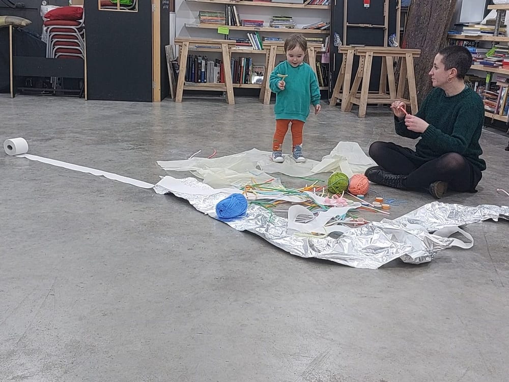 Nora and I playing in the project space during our residency at In-Situ.